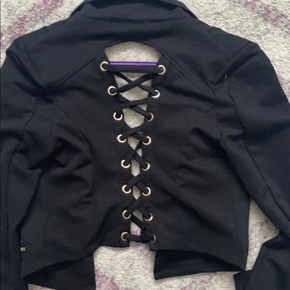 Cropped corset back black blazer top - Picture 6 of 6